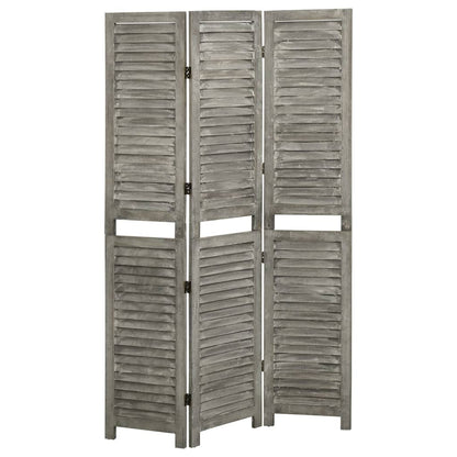 Solid Wood 3-Panel Room Divider, Grey 106.5x166 cm