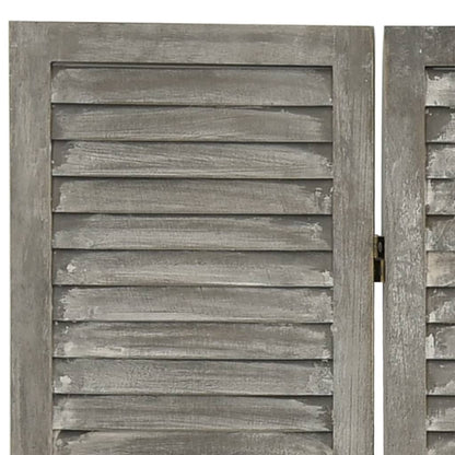 Solid Wood 3-Panel Room Divider, Grey 106.5x166 cm