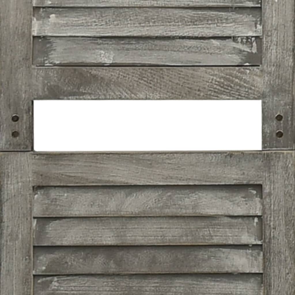 Solid Wood Grey 4-Panel Room Divider, 143x166 cm