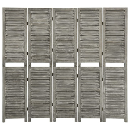Solid Wood 5-Panel Room Divider, Grey 179x166 cm - Stylish Privacy Solution