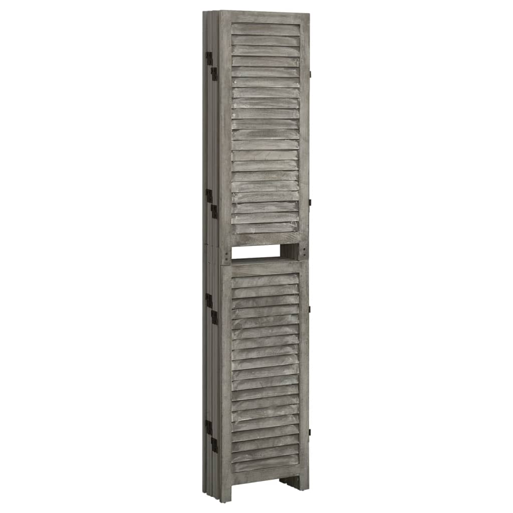 Solid Wood Grey 6-Panel Room Divider - 214x166 cm