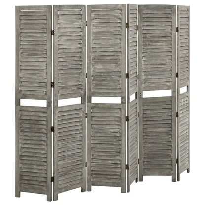 Solid Wood Grey 6-Panel Room Divider - 214x166 cm