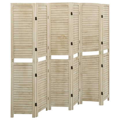 Solid Wood Paulownia 6-Panel Room Divider 210x165 cm Natural Finish