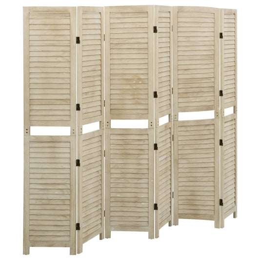 Solid Wood Paulownia 6-Panel Room Divider 210x165 cm Natural Finish
