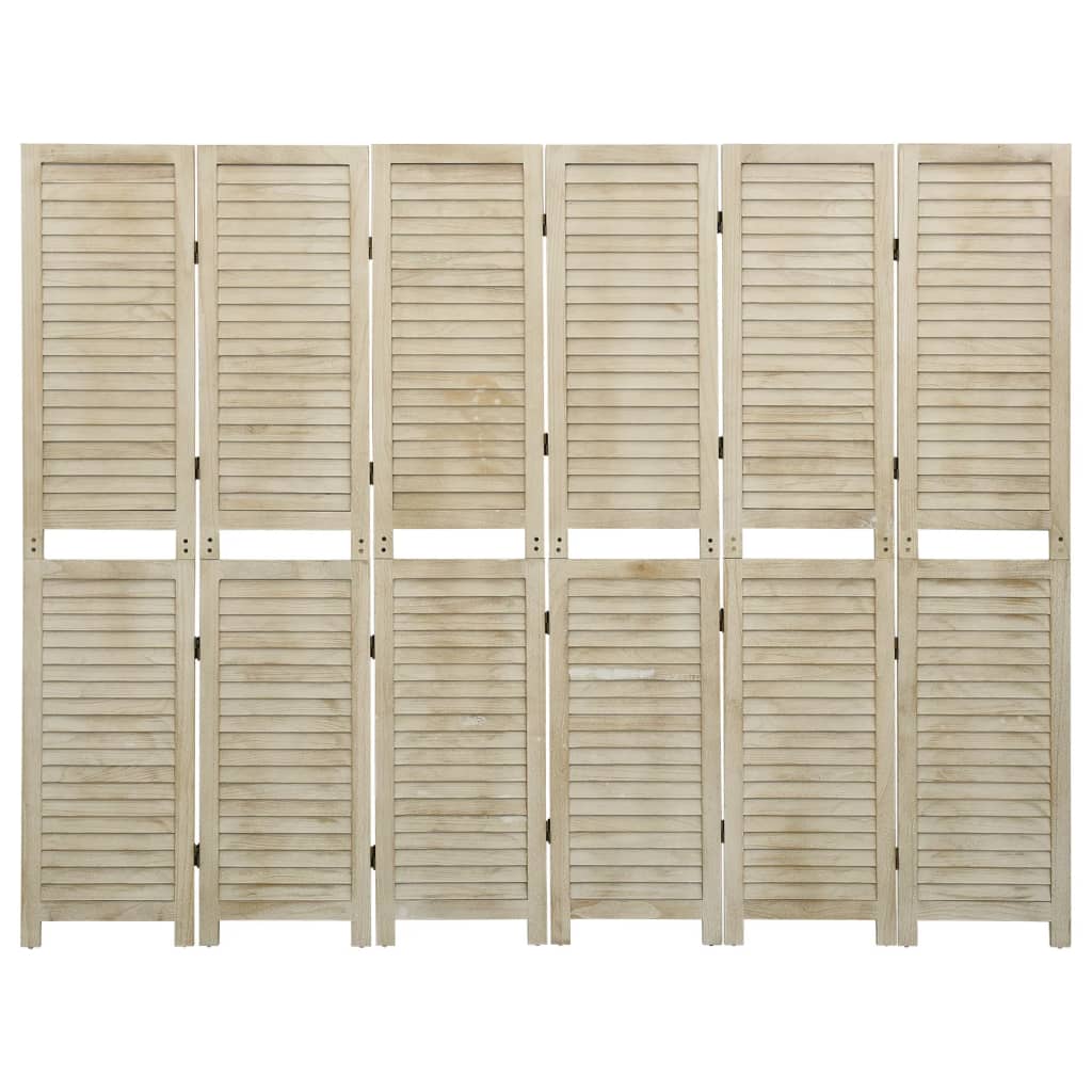 Solid Wood Paulownia 6-Panel Room Divider 210x165 cm Natural Finish