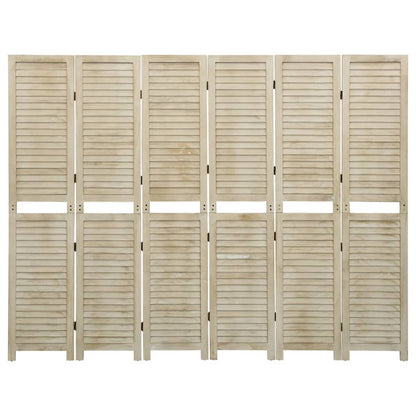 Solid Wood Paulownia 6-Panel Room Divider 210x165 cm Natural Finish