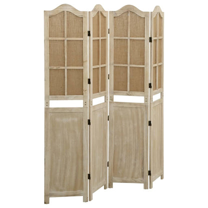Brown Fabric 4-Panel Room Divider, 140x165 cm - Stylish Privacy Solution