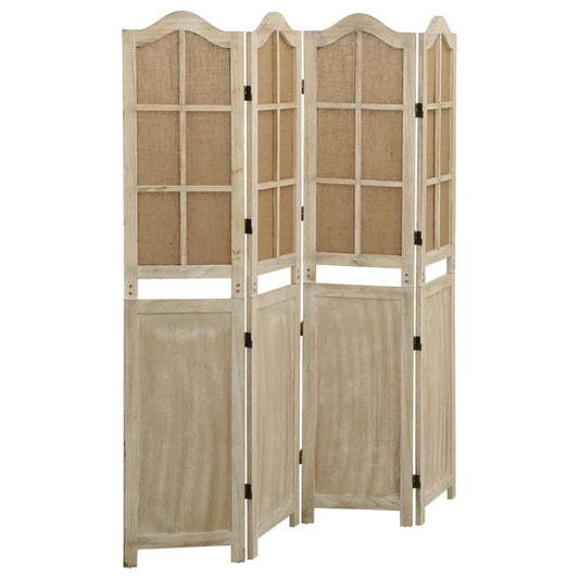Brown Fabric 4-Panel Room Divider, 140x165 cm - Stylish Privacy Solution