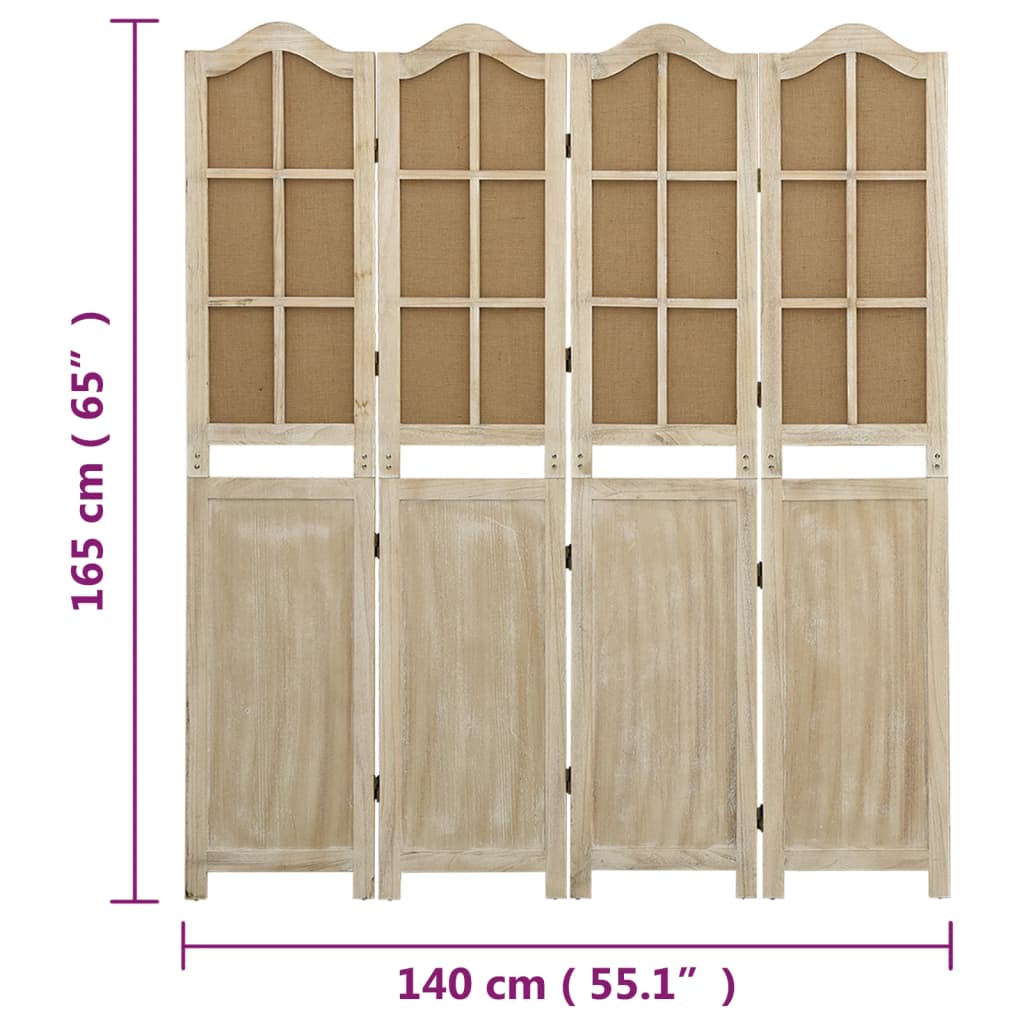 Brown Fabric 4-Panel Room Divider, 140x165 cm - Stylish Privacy Solution