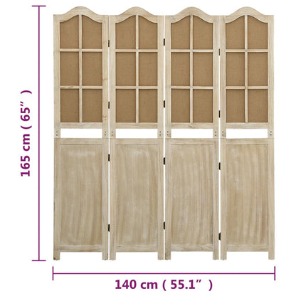 Brown Fabric 4-Panel Room Divider, 140x165 cm - Stylish Privacy Solution