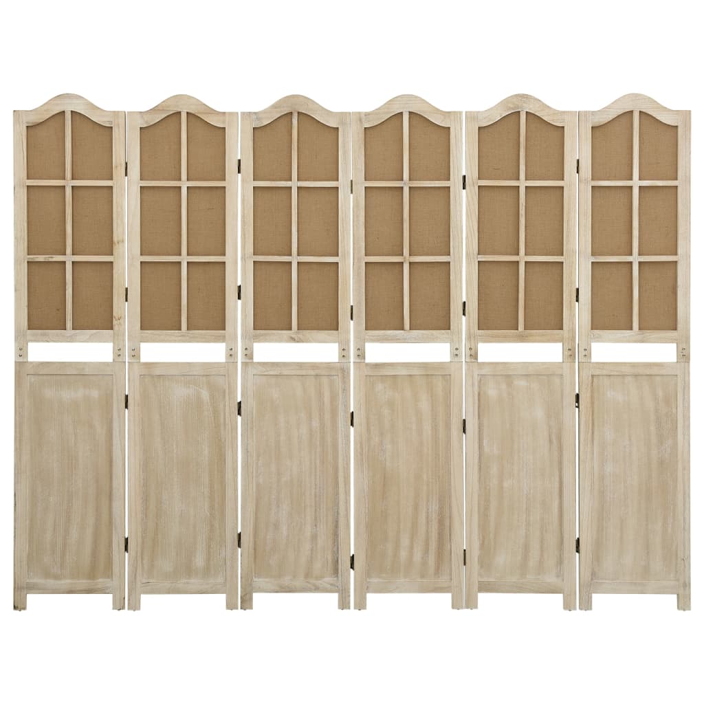 Brown Fabric 6-Panel Room Divider, 214x165 cm Privacy Screen