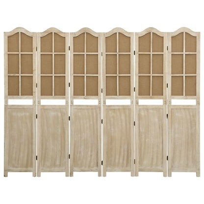 Brown Fabric 6-Panel Room Divider, 214x165 cm Privacy Screen