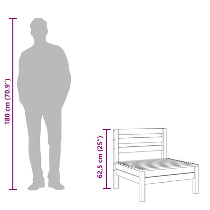 Solid Pine Garden Sofa - Grey, Middle Section
