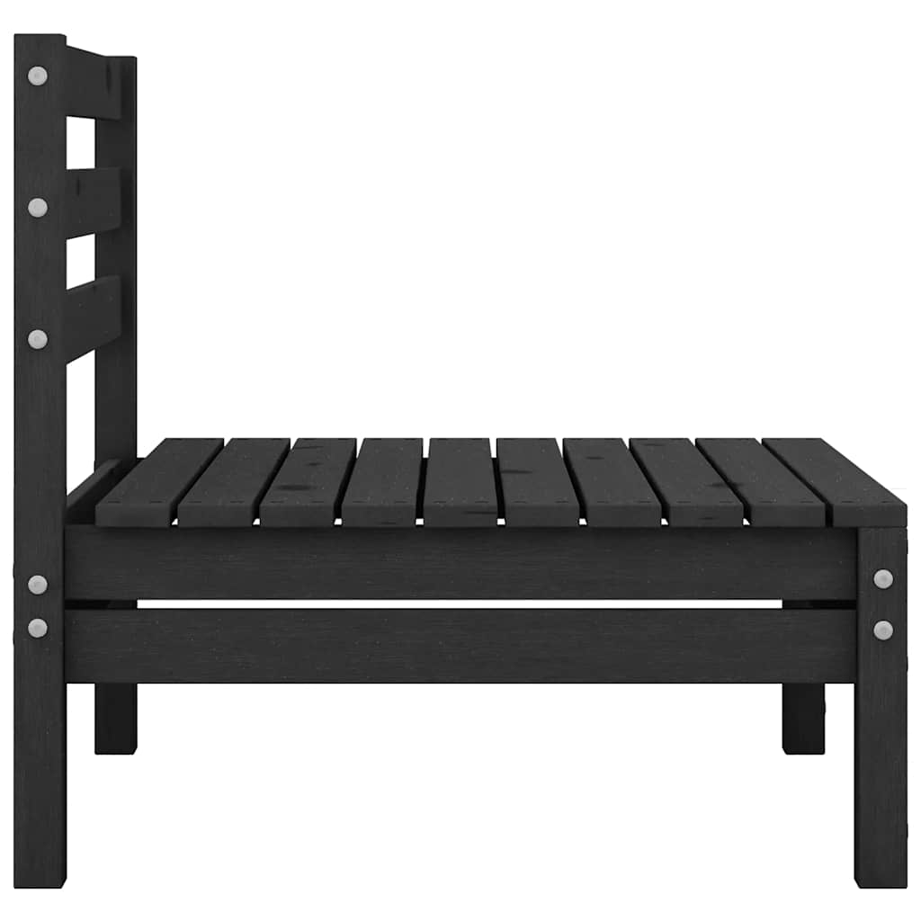 Black Solid Wood Pine Garden Middle Sofa
