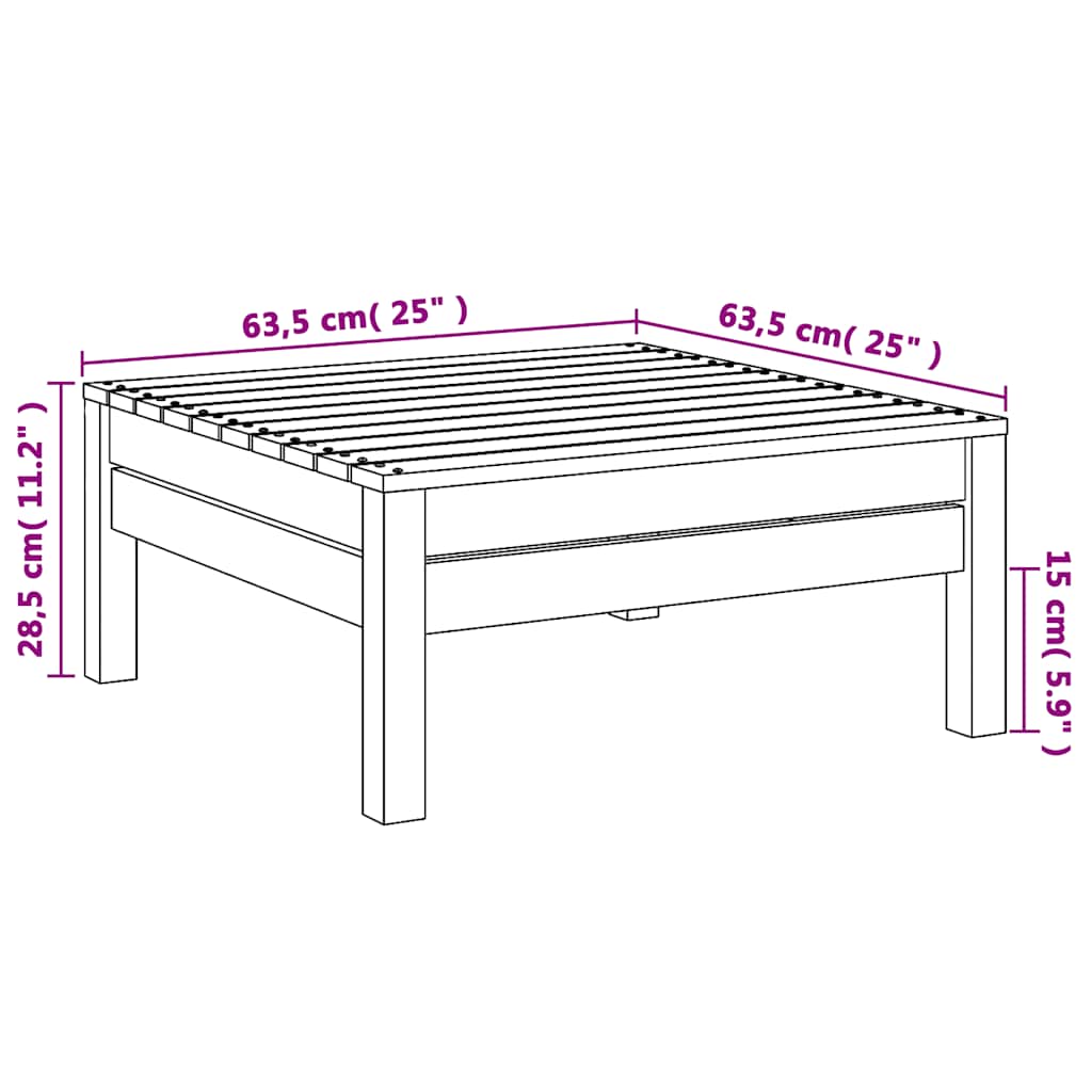 Grey Solid Pinewood Garden Footstool - Durable & Stylish