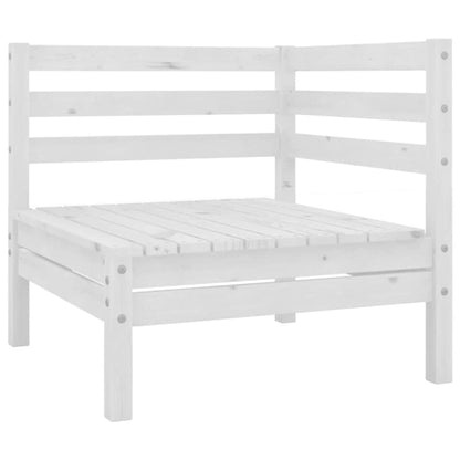 White Solid Pinewood Garden Corner Sofas Set - 2 Pieces