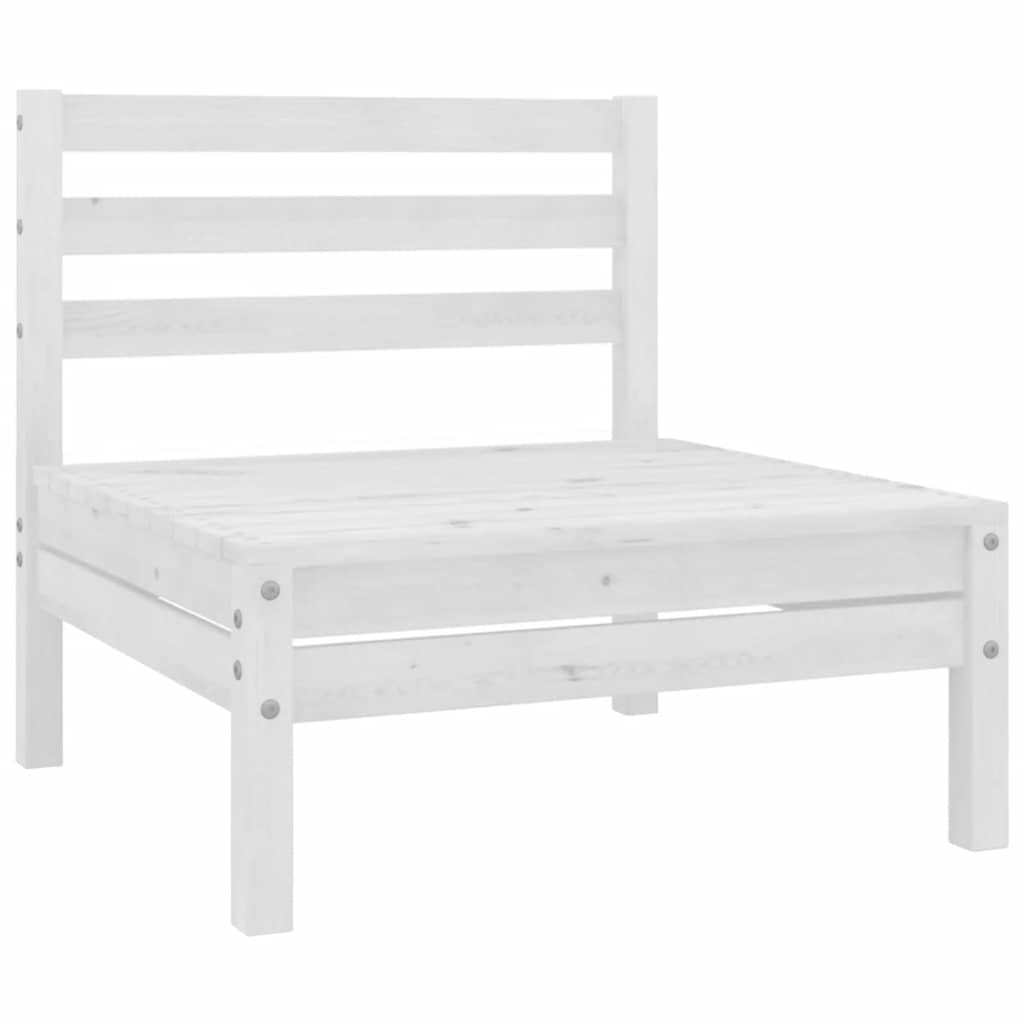 4-Piece White Pinewood Garden Middle Sofas Set