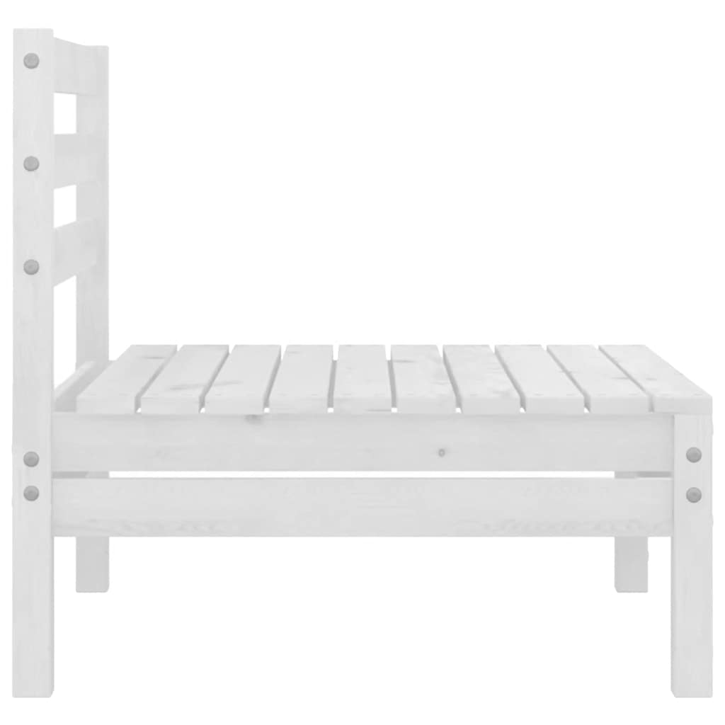 4-Piece White Pinewood Garden Middle Sofas Set