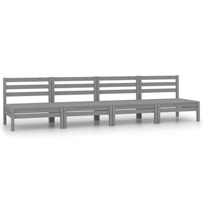 4-Piece Grey Garden Middle Sofas Set - Solid Pinewood Design