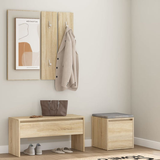 Sonoma Oak Hallway Furniture Set - Engineered Wood Elegance