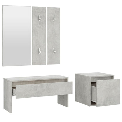 Modern Hallway Furniture Set in Concrete Grey Engineered Wood