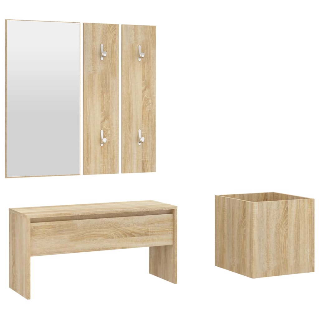 Sonoma Oak Hallway Furniture Set - Engineered Wood Design