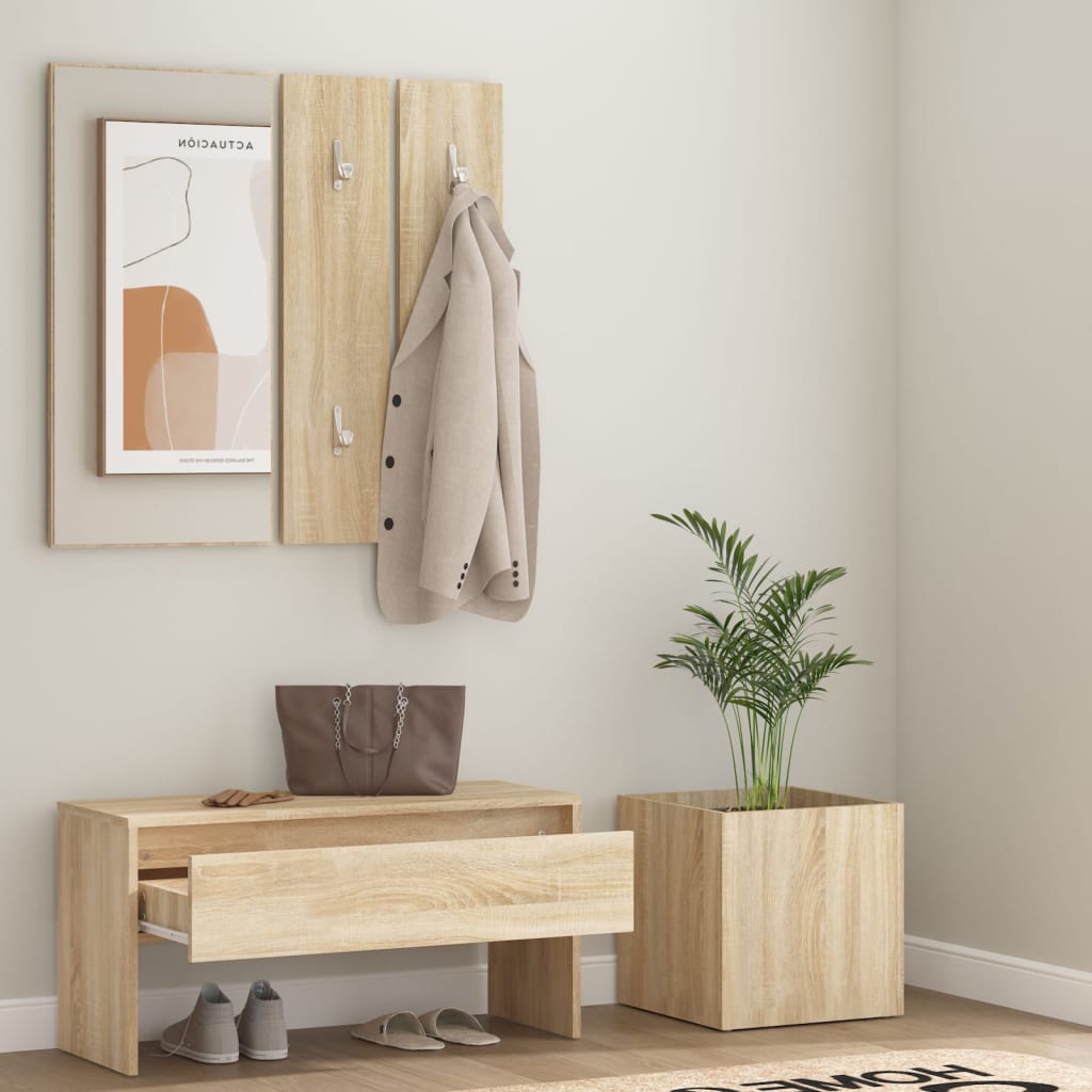 Sonoma Oak Hallway Furniture Set - Engineered Wood Design