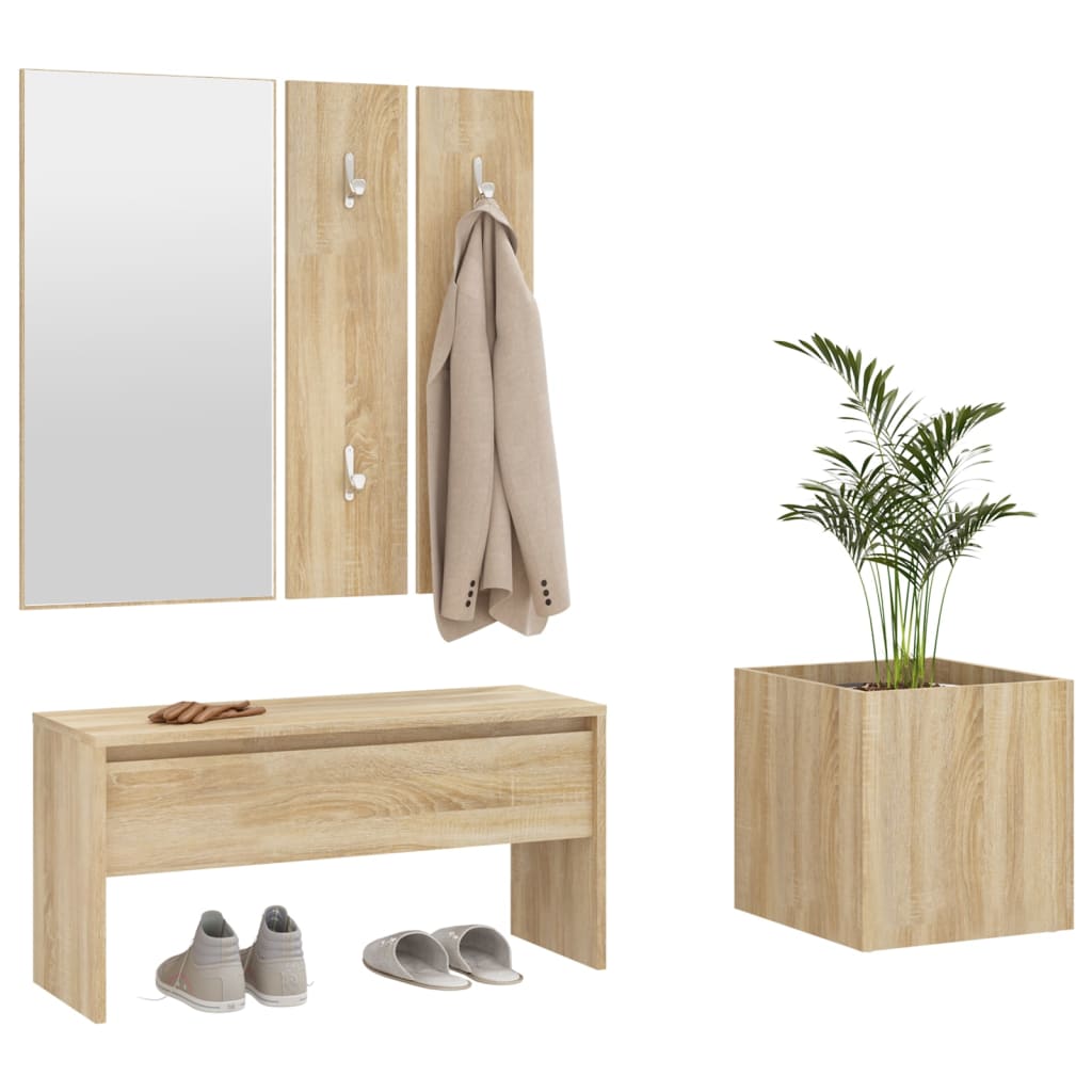 Sonoma Oak Hallway Furniture Set - Engineered Wood Design