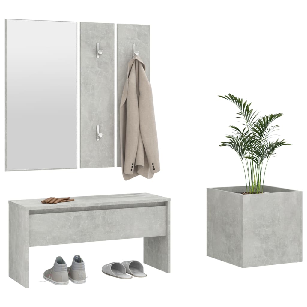 Concrete Grey Engineered Wood Hallway Furniture Set