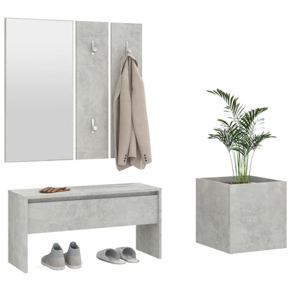 Concrete Grey Engineered Wood Hallway Furniture Set