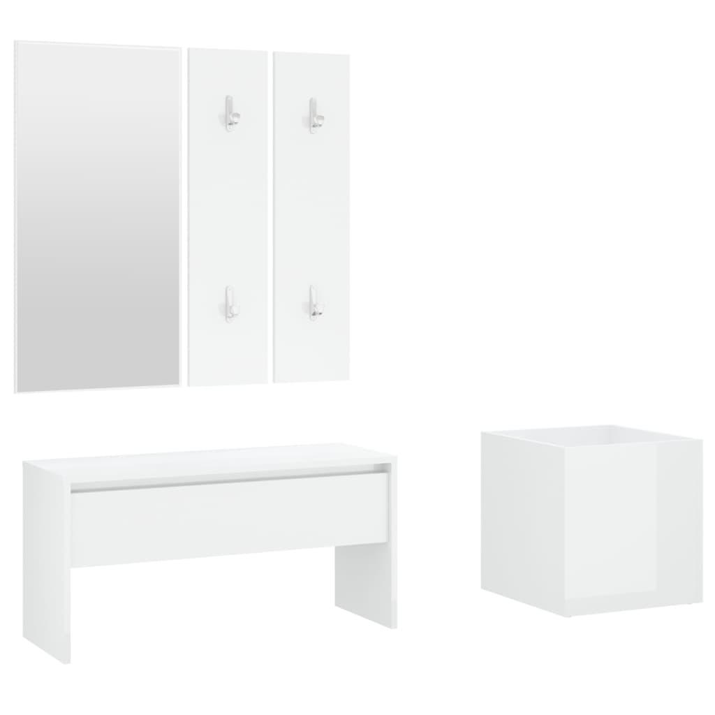 Sleek High Gloss White Hallway Furniture Set - Engineered Wood
