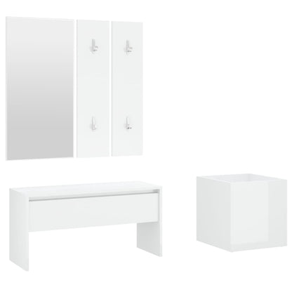 Sleek High Gloss White Hallway Furniture Set - Engineered Wood