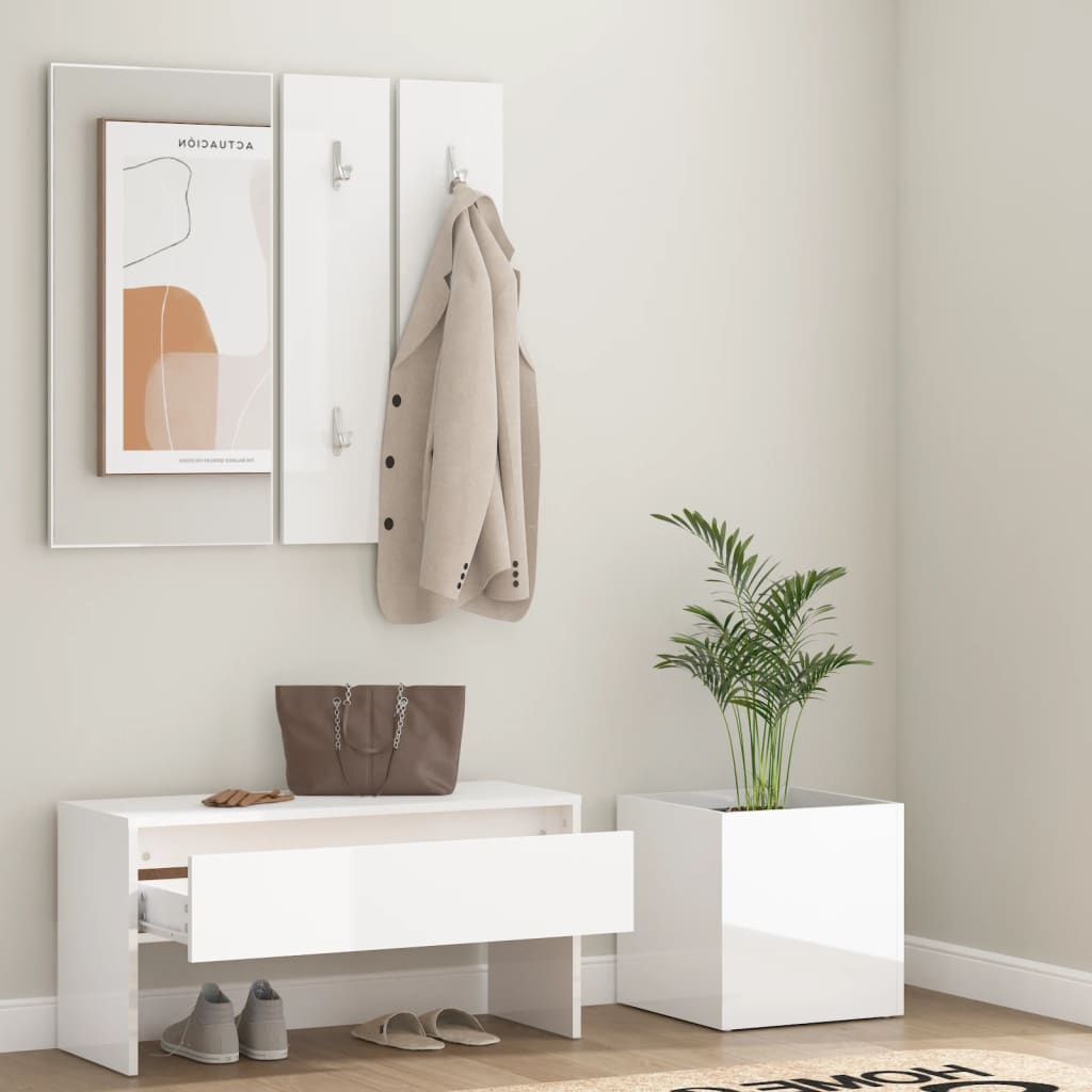 Sleek High Gloss White Hallway Furniture Set - Engineered Wood