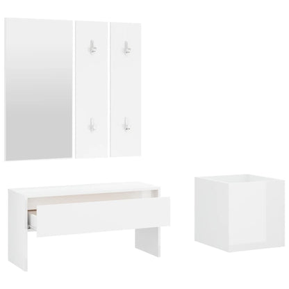 Sleek High Gloss White Hallway Furniture Set - Engineered Wood