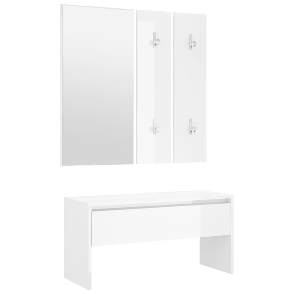 Sleek High Gloss White Hallway Furniture Set - Engineered Wood