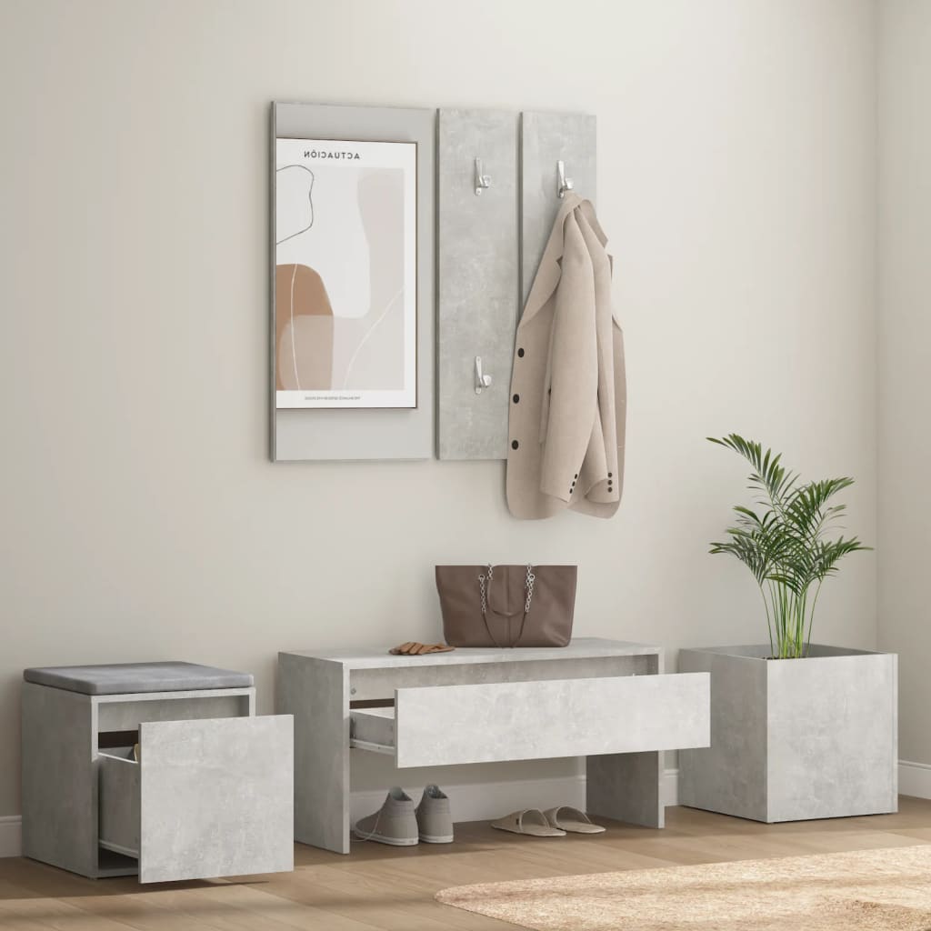 Concrete Grey Engineered Wood Hallway Furniture Set