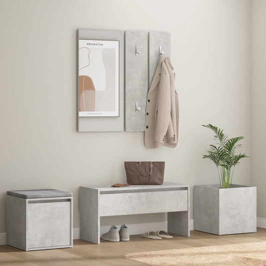 Concrete Grey Engineered Wood Hallway Furniture Set
