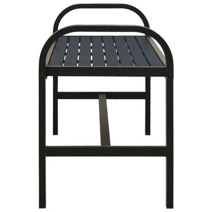 Black Steel & WPC Garden Bench - 124.5 cm Stylish Outdoor Seat