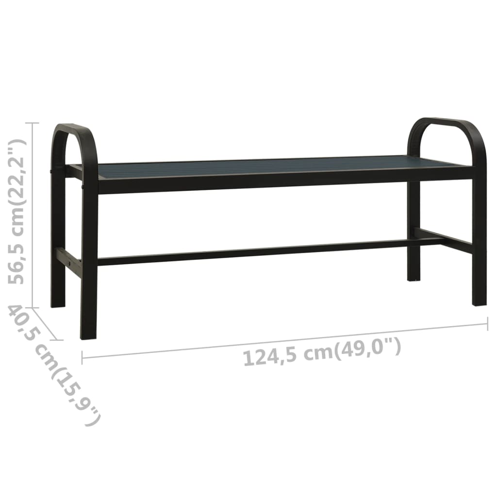 Black Steel & WPC Garden Bench - 124.5 cm Stylish Outdoor Seat