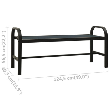 Black Steel & WPC Garden Bench - 124.5 cm Stylish Outdoor Seat