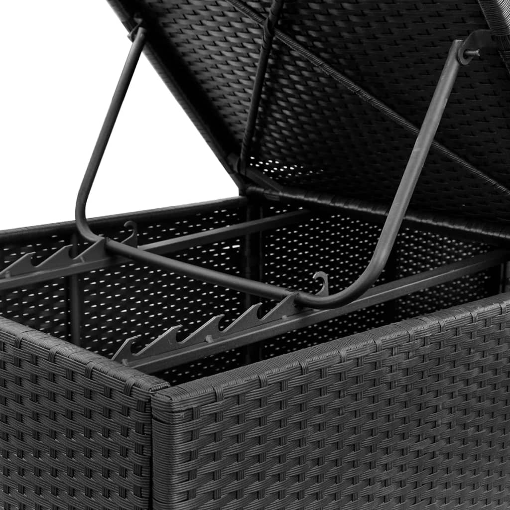 Elegant Black Poly Rattan Sun Lounger with Cream White Cushion