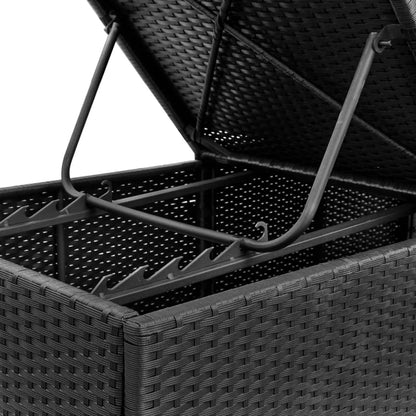 Elegant Black Poly Rattan Sun Lounger with Cream White Cushion