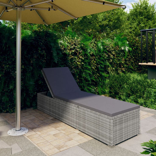 Dark Grey Poly Rattan Sun Lounger with Cushions - Elegant & Durable