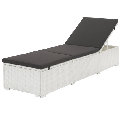 White Poly Rattan Sun Lounger with Black Cushion - Stylish Comfort