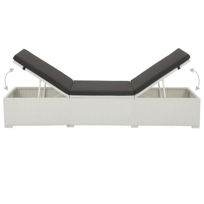 White Poly Rattan Sun Lounger with Black Cushion - Stylish Comfort