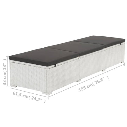 White Poly Rattan Sun Lounger with Black Cushion - Stylish Comfort