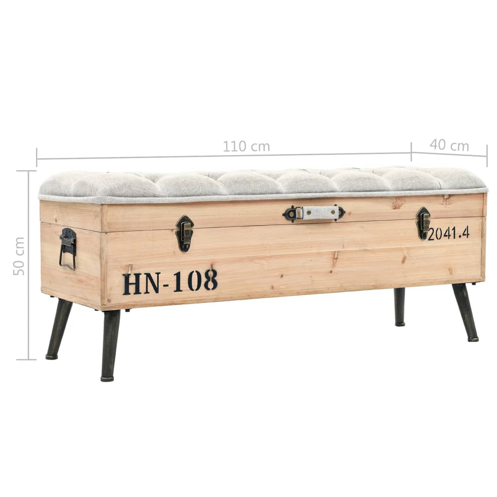 Rustic Solid Firwood Storage Bench, 110 cm - Stylish & Durable