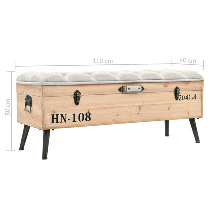 Rustic Solid Firwood Storage Bench, 110 cm - Stylish & Durable