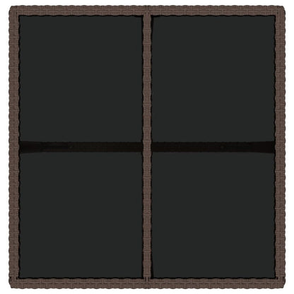 Garden Table Brown 109x107x74 cm Poly Rattan and Glass