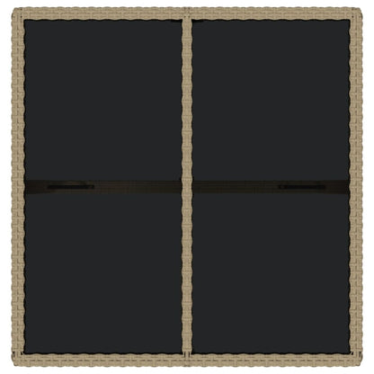 Garden Table Beige 109x107x74 cm Poly Rattan and Glass